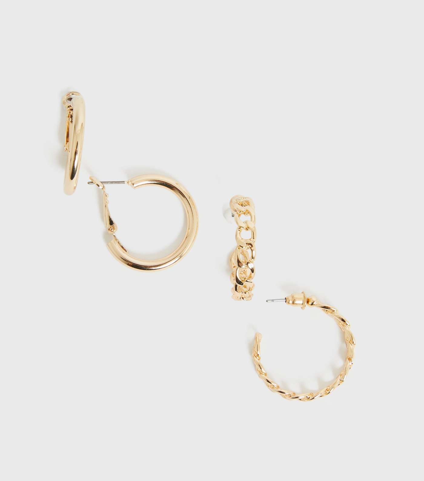 2 Pack Gold Chain and Plain Hoop Earrings
