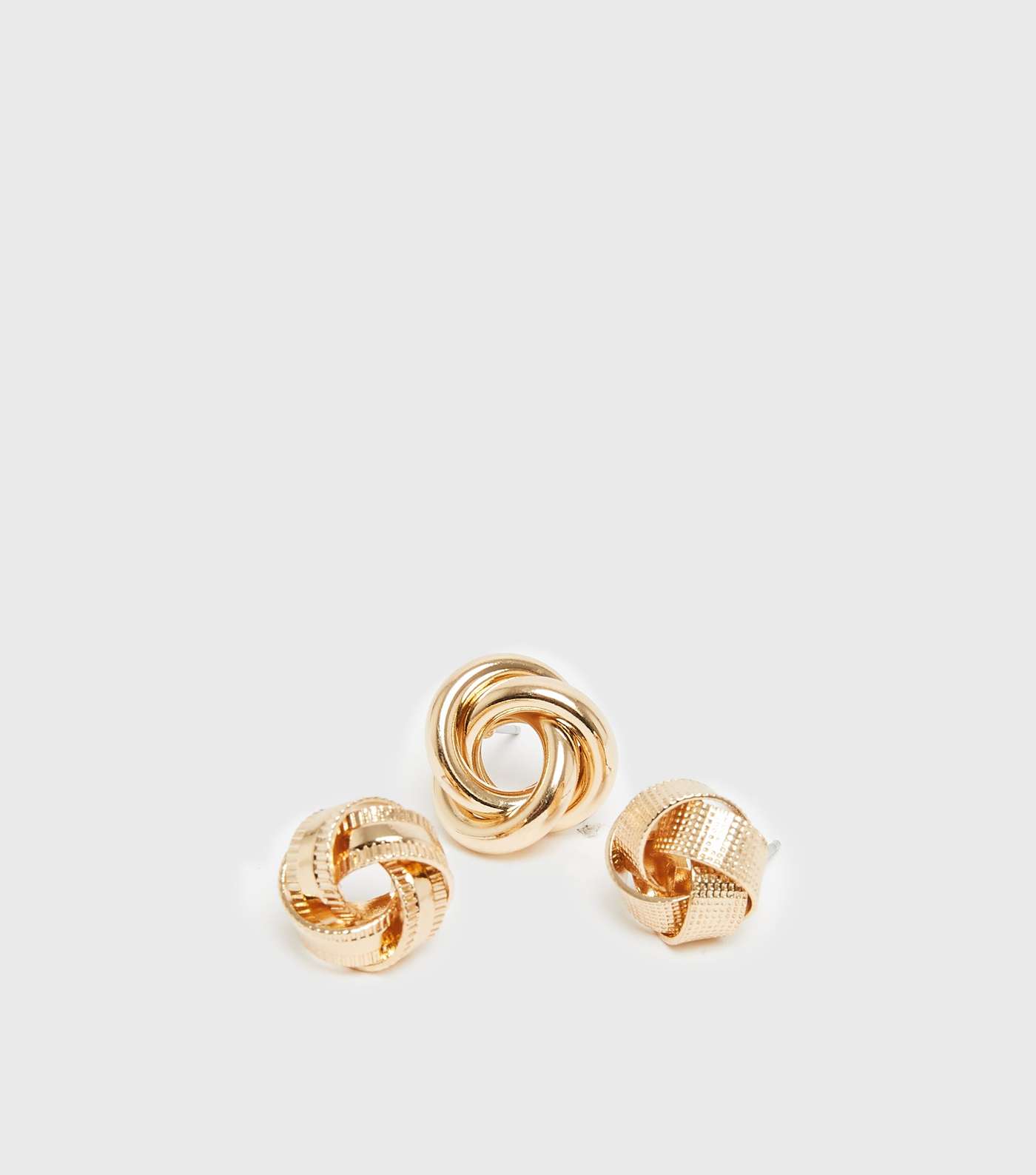 3 Pack Gold Knot Stud Earrings Image 2