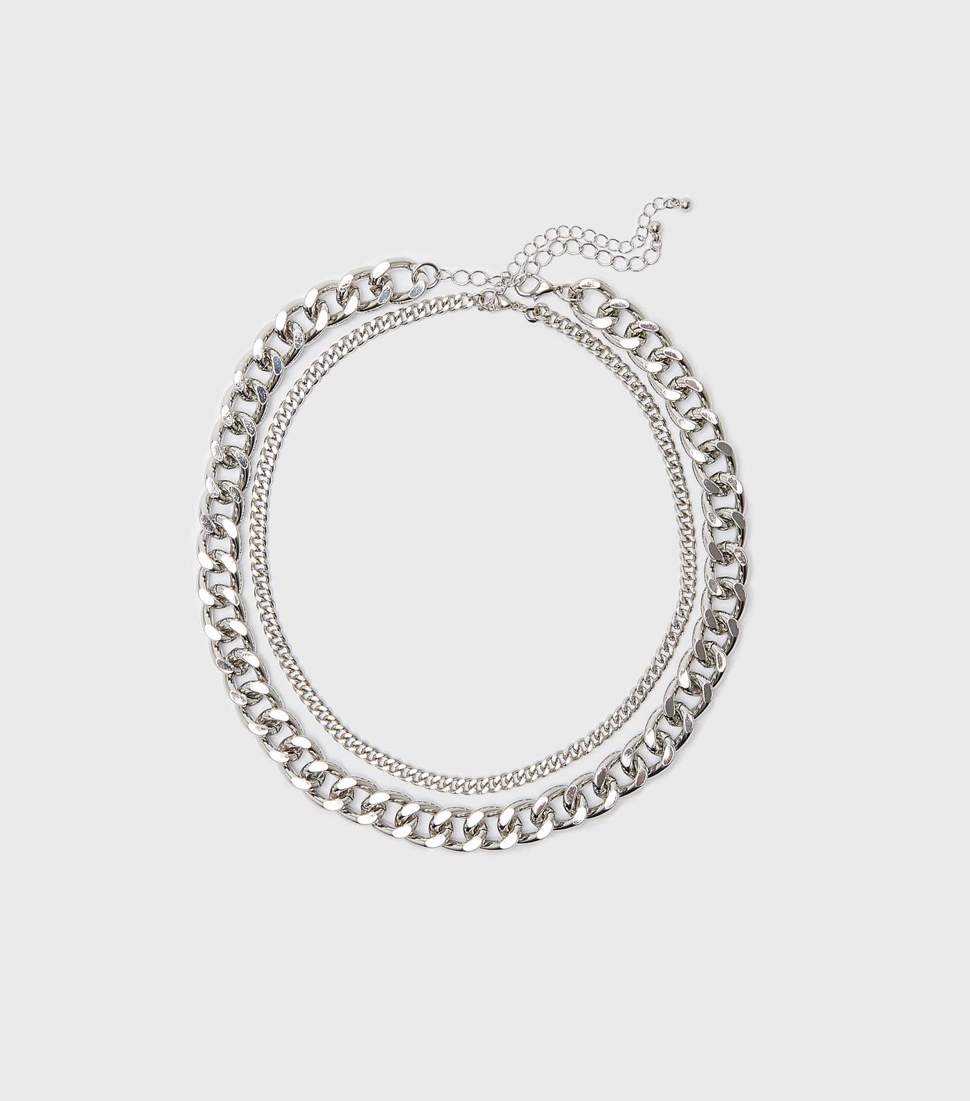 Silver Double Chunky Chain Necklace