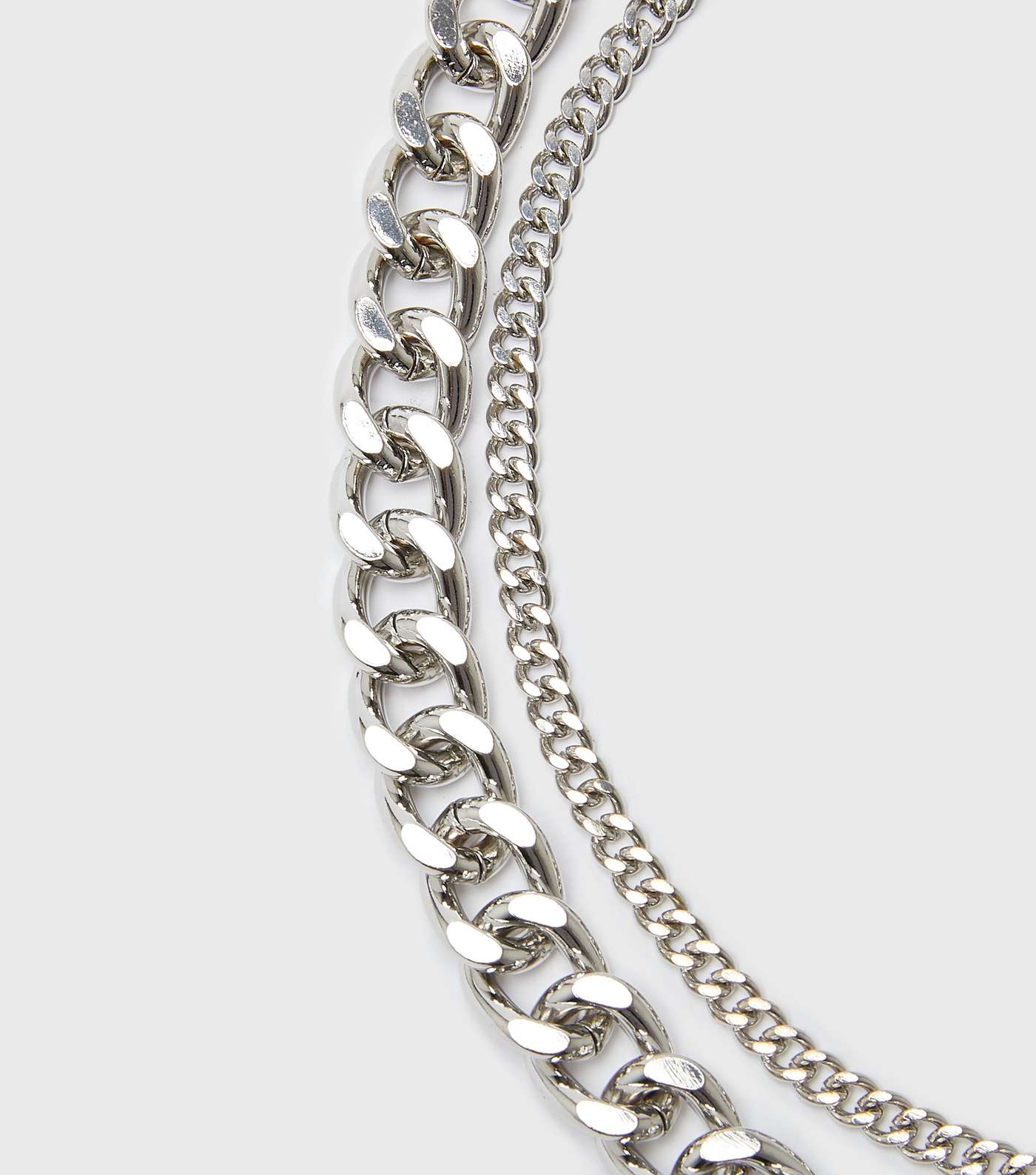 Silver Double Chunky Chain Necklace Image 3