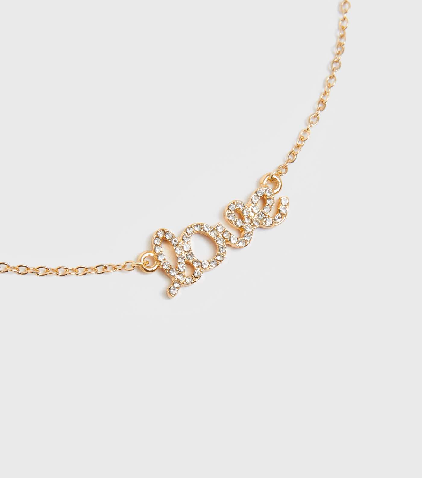 Gold Love Diamanté Pendant Necklace Image 3