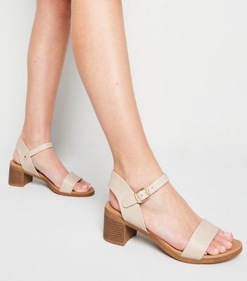 Cream mid outlet heel sandals