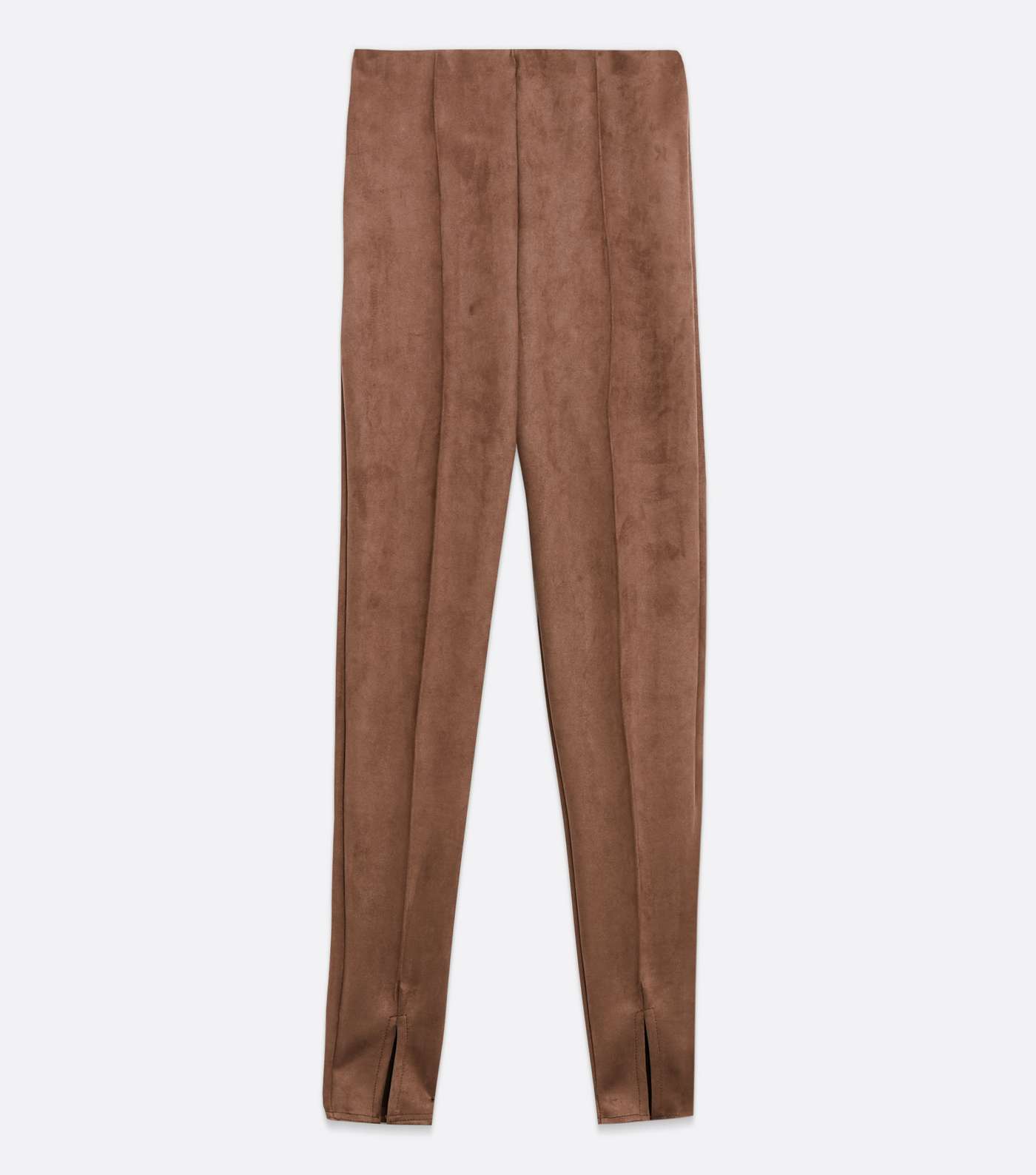 Pink Vanilla Brown Suedette Pintuck Trousers Image 5