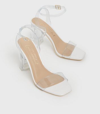 White Clear 2 Part Block Heel Sandals New Look Vegan