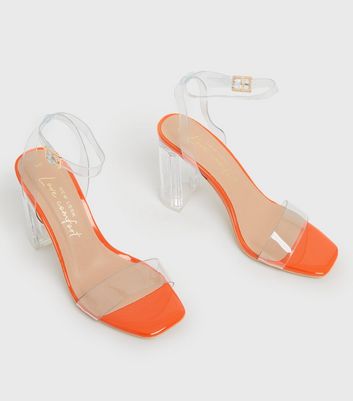 Liliana neon orange toe loop heeled sandals | eBay