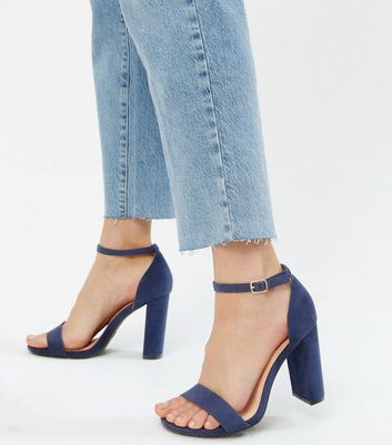 navy heeled sandals wide fit