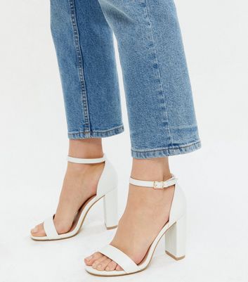 white wide fit block heel sandals