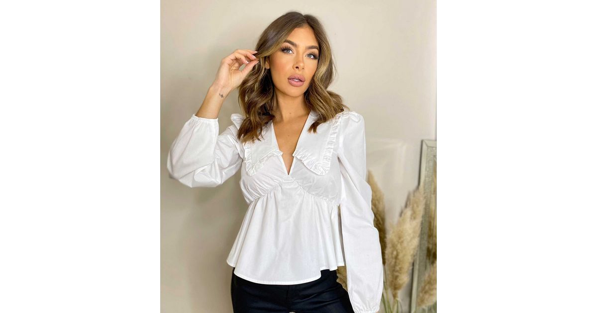 Urban Bliss White Frill Collar Blouse | New Look