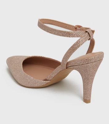 shop for Wide Fit Rose Gold Glitter Pointed Court Shoes New Look Vegan at Shopo