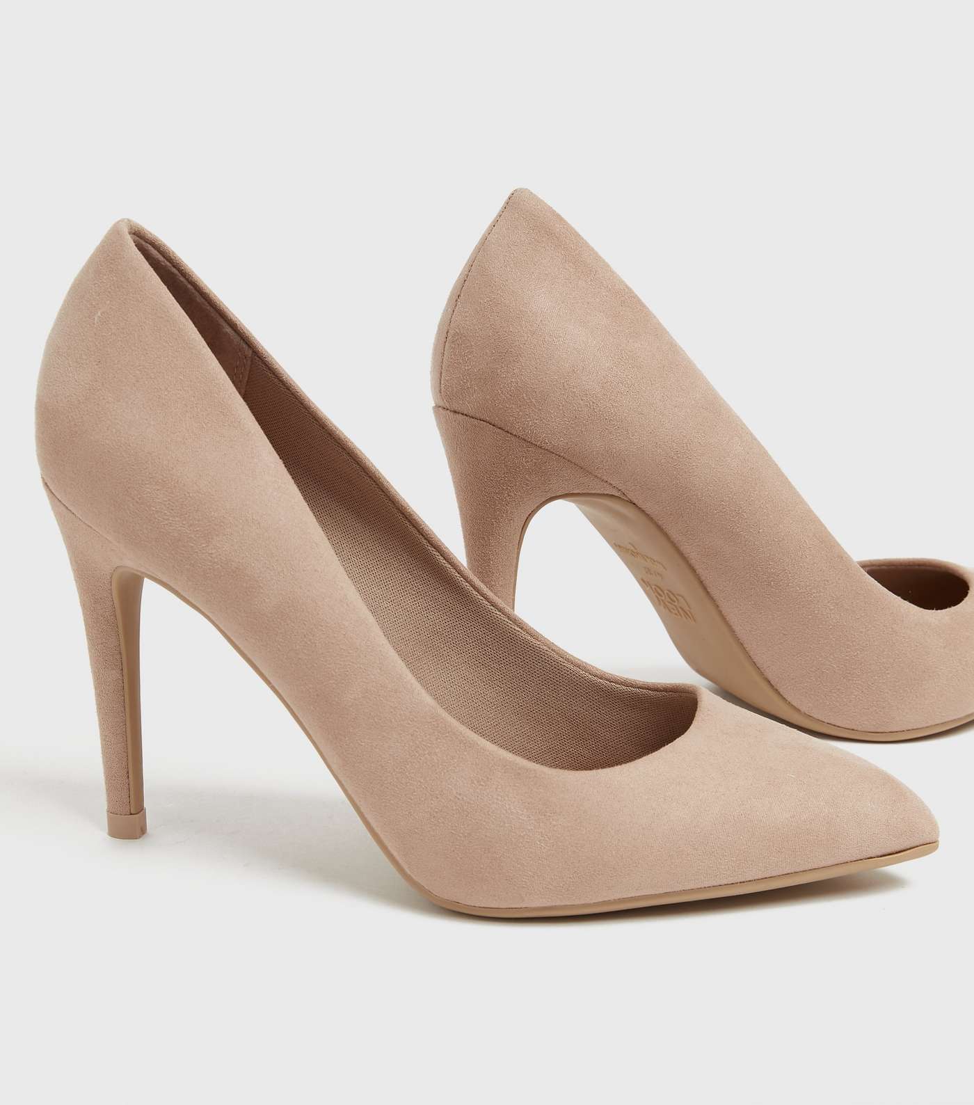 Pale Pink Suedette Stiletto Heel Court Shoes Image 4