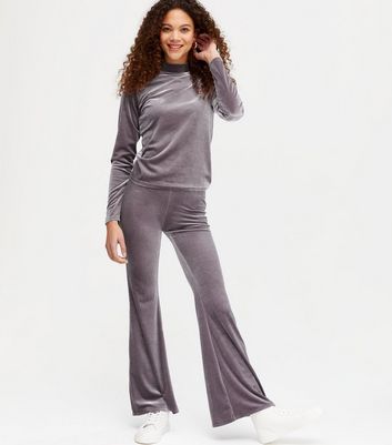Petite Light Brown Velvet Flared 