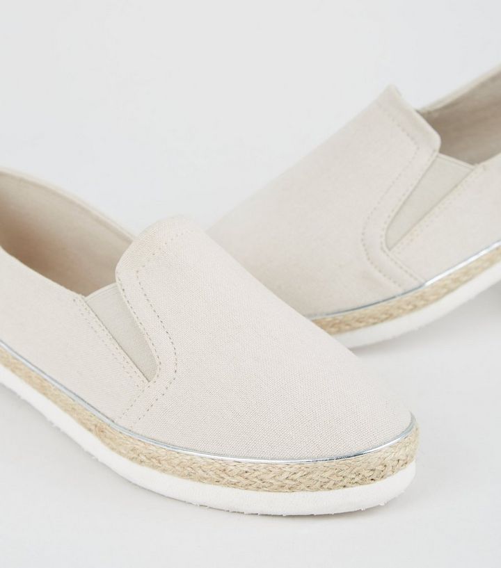 Wide Fit Grey Canvas Slip On | Look