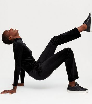 Tall Black Velvet Flared Trousers | New 