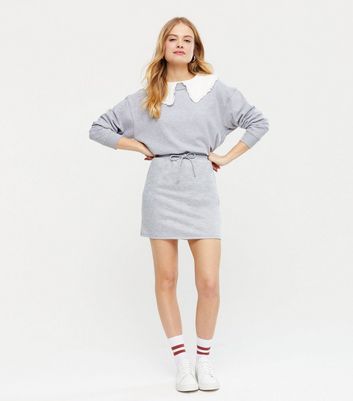 jersey mini skirt gray