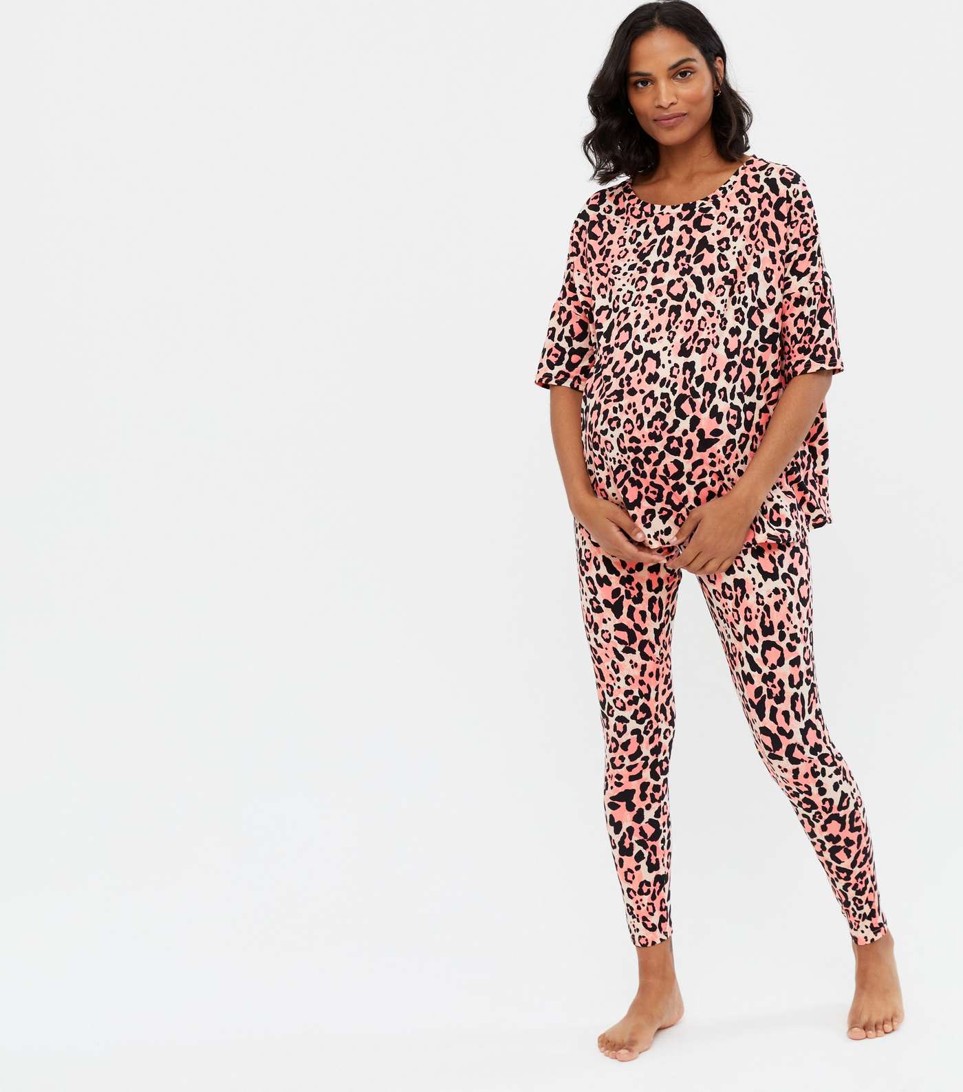 Maternity Pink Leopard Print Soft Touch Pyjama Set