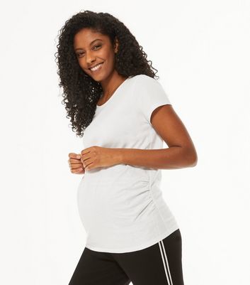 Maternity White Ruched Side T-Shirt | New Look