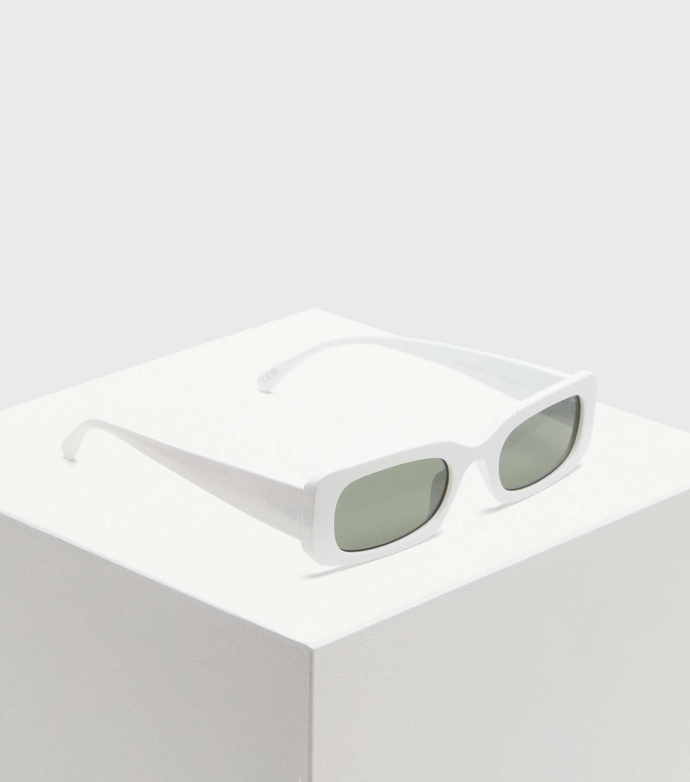 White Slim Rectangle Sunglasses