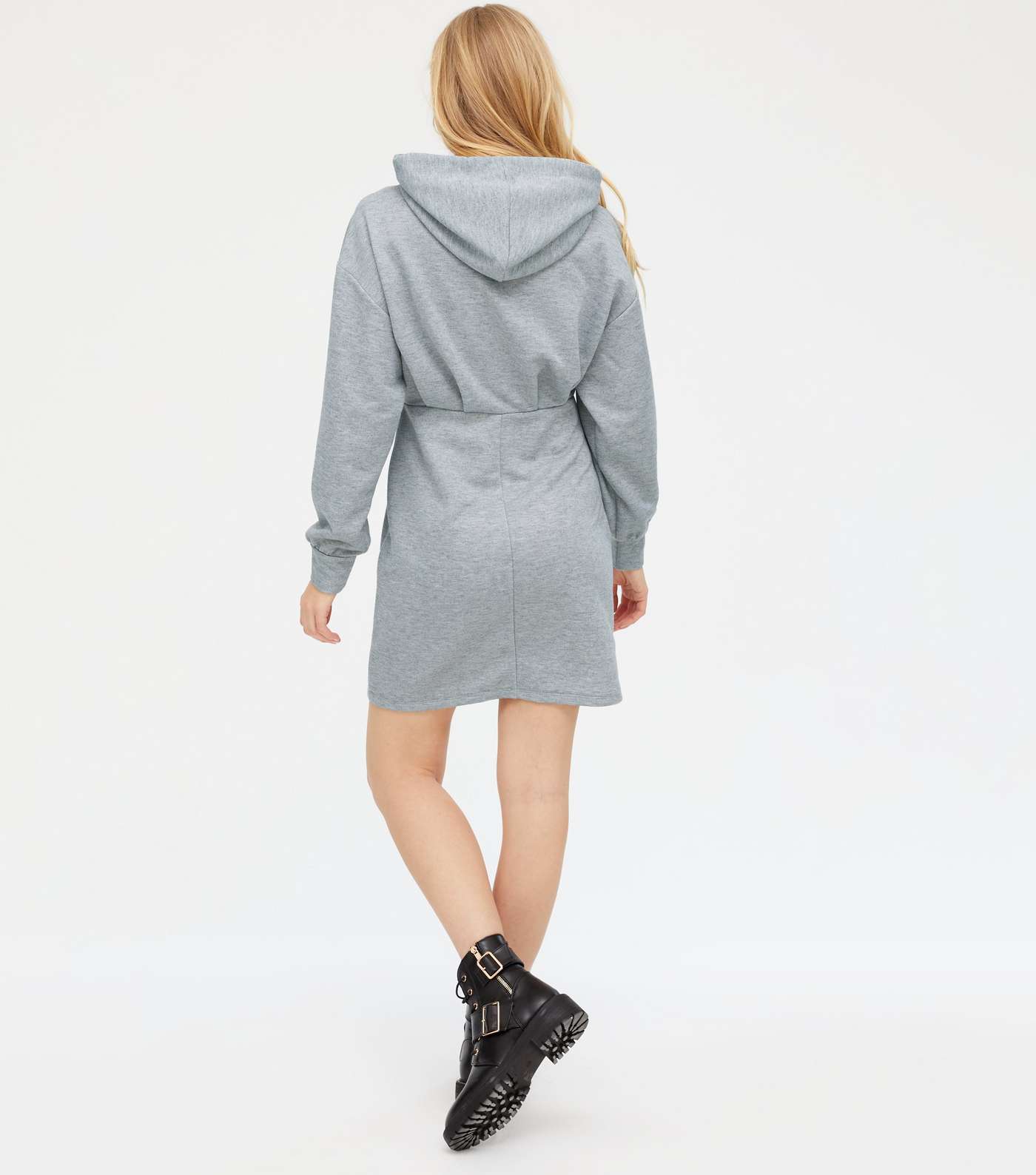 Grey Jersey Fitted Hoodie Dress  Image 3