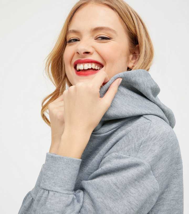Grey Jersey Fitted Hoodie Dress | New Look