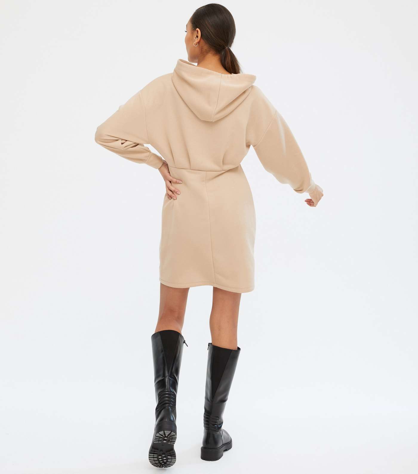 Camel Jersey Fitted Hoodie Dress  Image 3