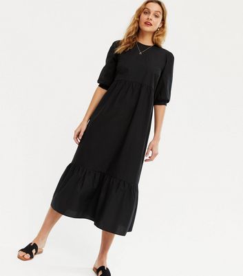 puff sleeve midi dress new look