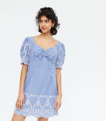 blue gingham mini dress