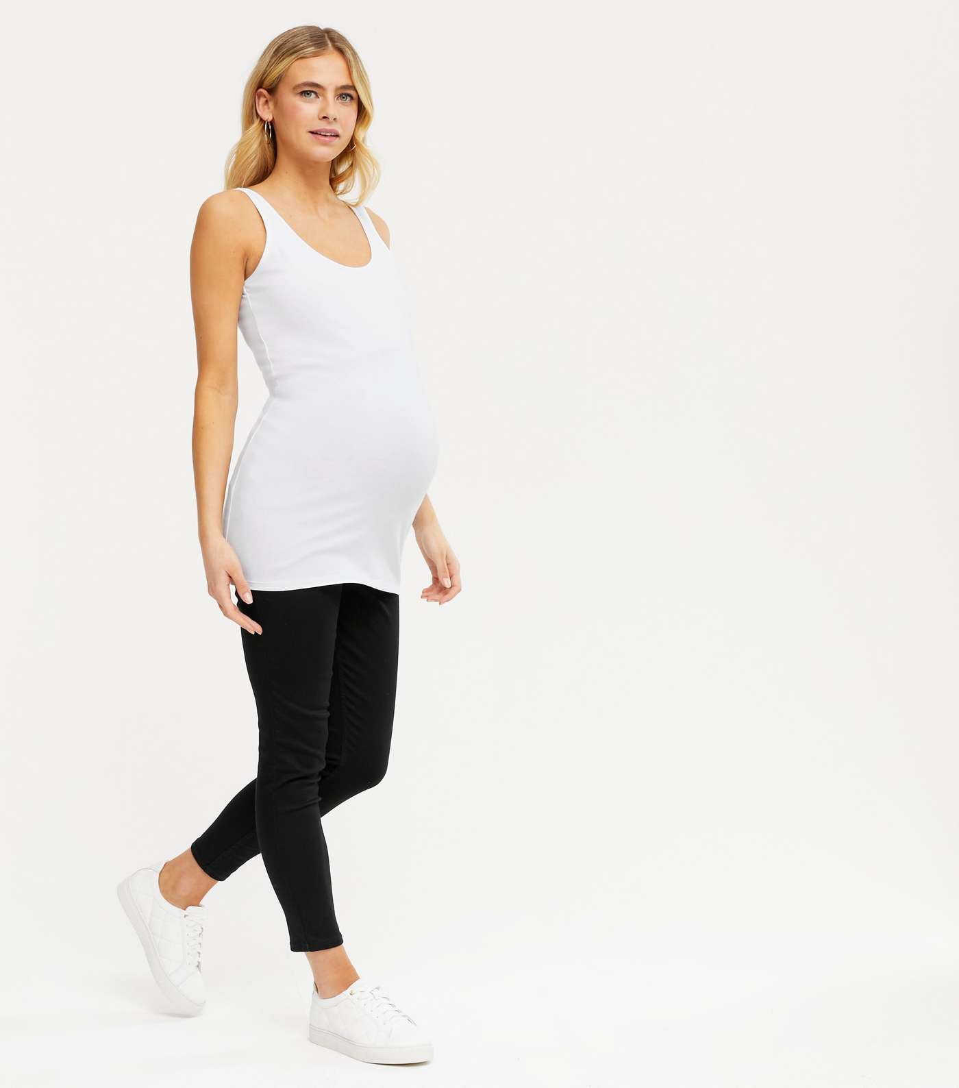 Maternity 3 Pack Black and White Long Camis Image 2