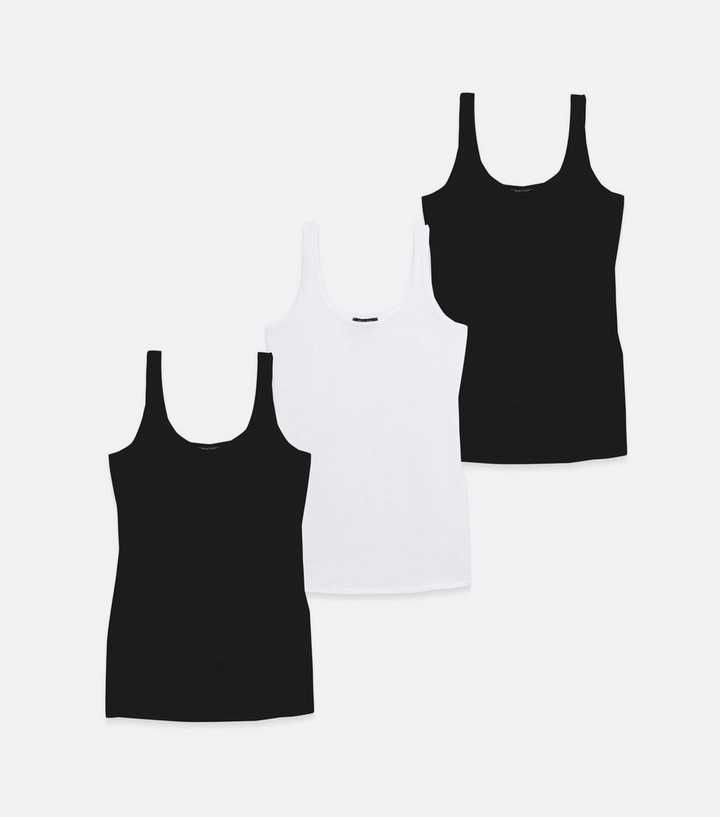 Pila de Mañana alimentar Maternity 3 Pack Black and White Long Camis | New Look
