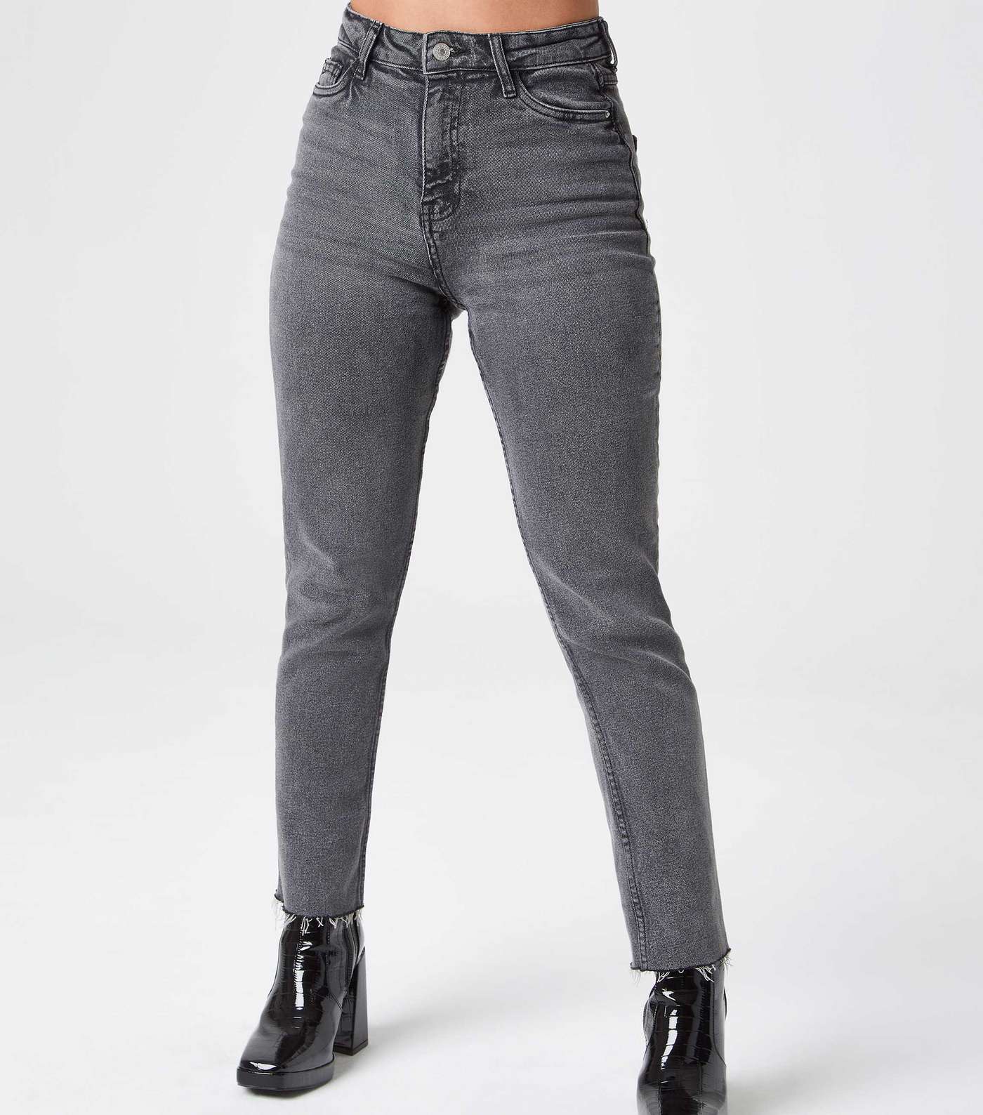 Urban Bliss Dark Grey Straight Leg Jeans  Image 2