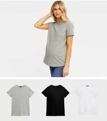 Maternity 3 Pack Black Grey and White T-Shirts