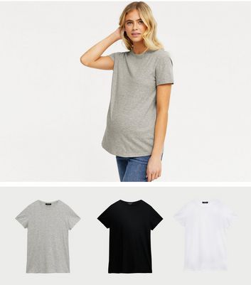 Damen Bekleidung Maternity 3 Pack Black Grey and White T-Shirts