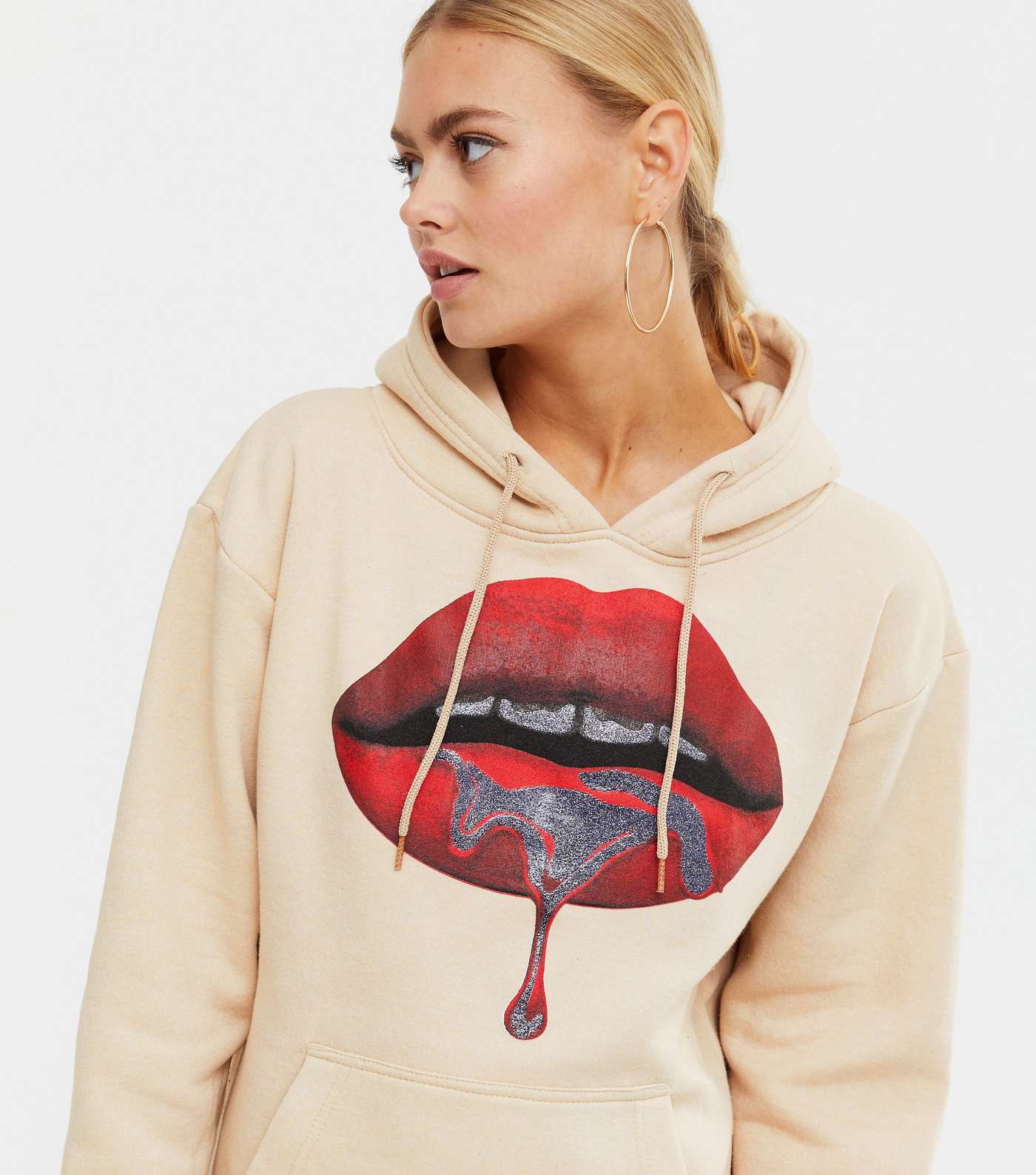 AX Paris Stone Jersey Lips Logo Hoodie  Image 3