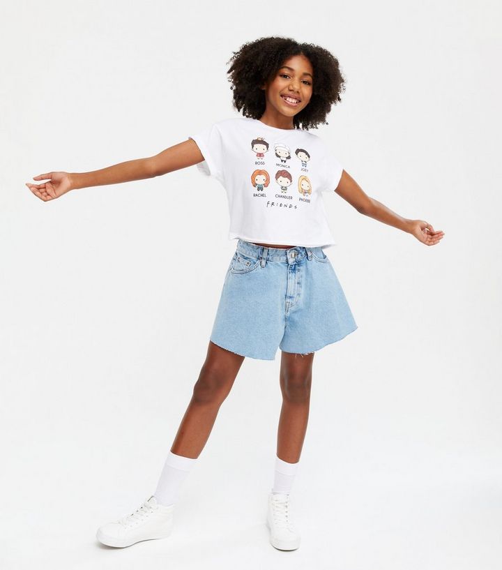 Girls Blue Denim Wide Leg Shorts New Look