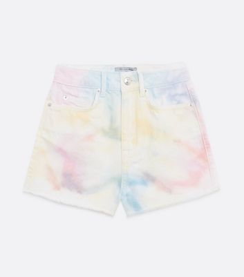 tie dye denim shorts