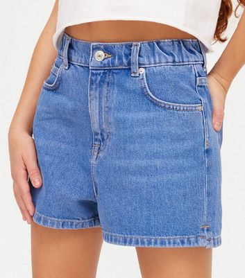 denim elasticated shorts