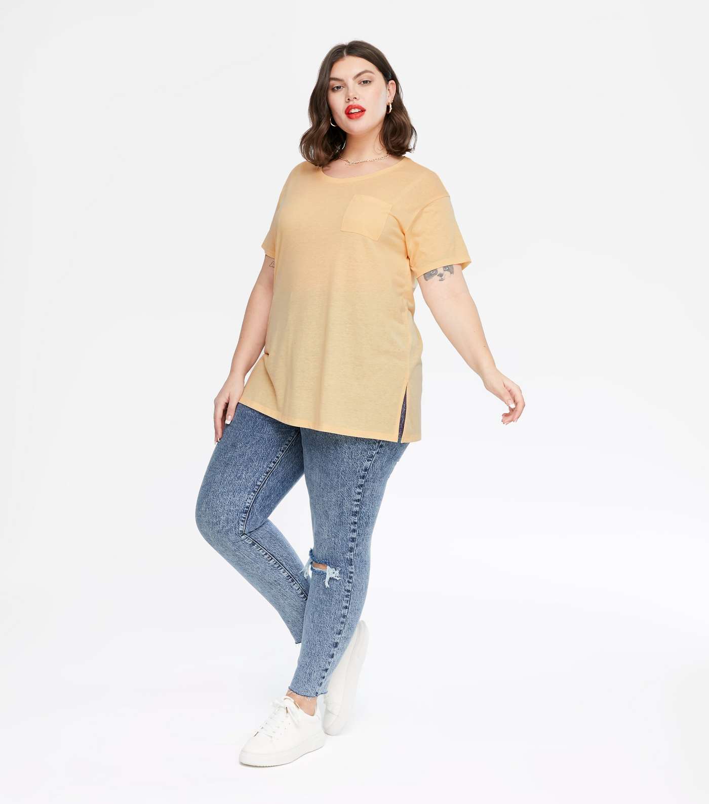 Curves Yellow Pocket Front T-Shirt Image 2