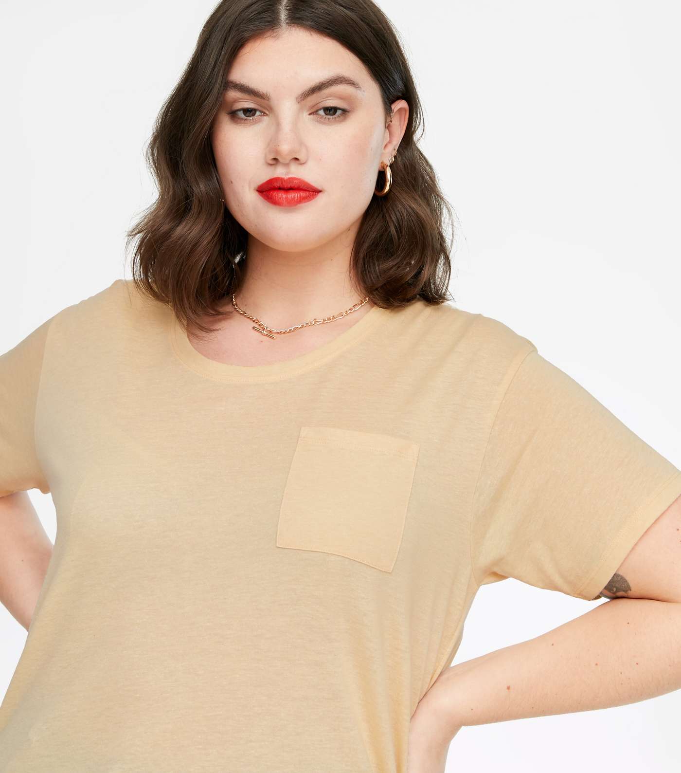 Curves Yellow Pocket Front T-Shirt Image 4
