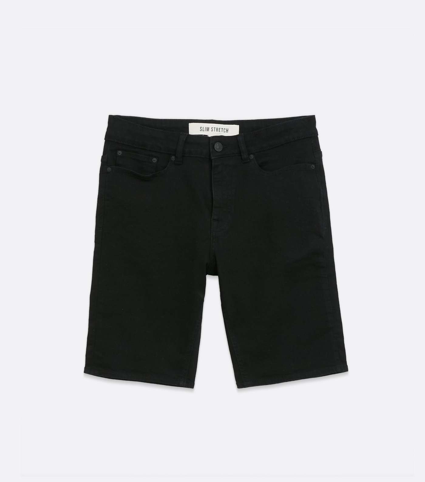 Black Denim Slim Fit Shorts Image 5