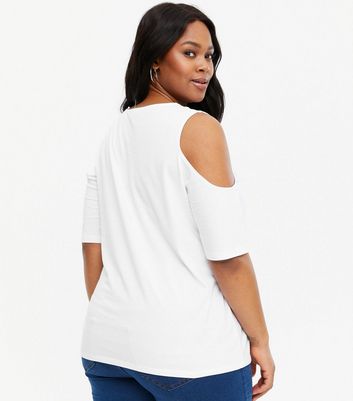 Black white clearance cold shoulder top