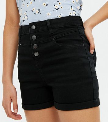 girls black high waisted shorts