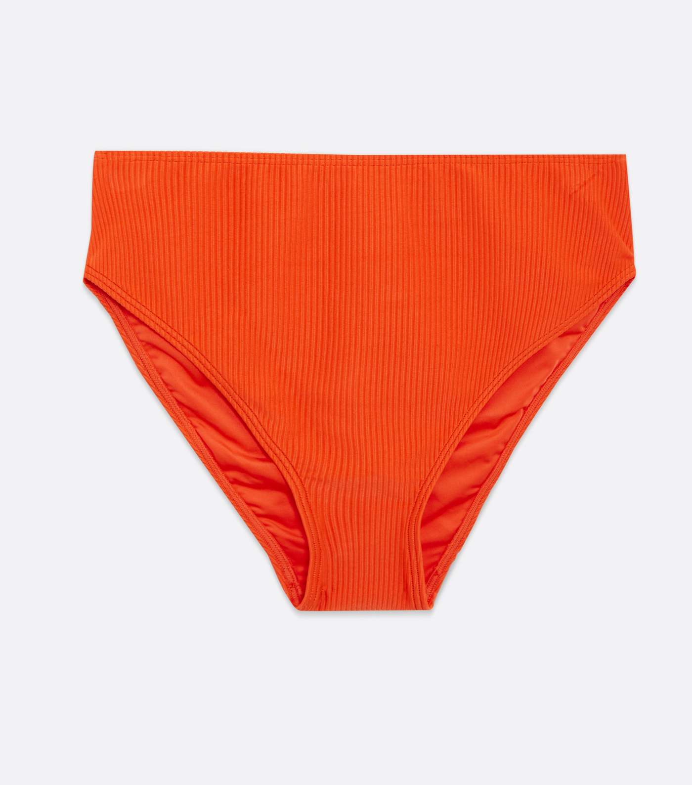 Bright Orange Ribbed High Waist Bikini Bottoms Image 5