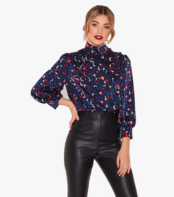 satin leopard blouse