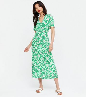 floral green midi dress