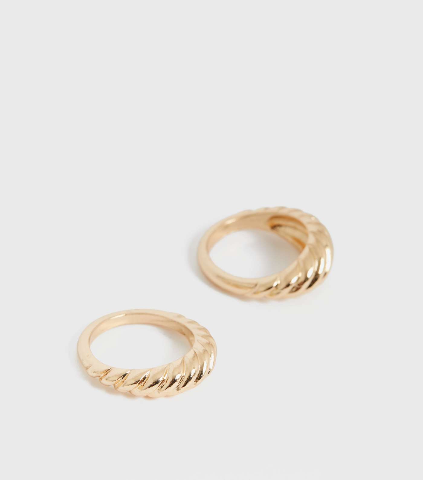 2 Pack Gold Ribbed Dome Rings Image 2