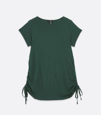 Curves Dark Green Ruched Tie Side Long 