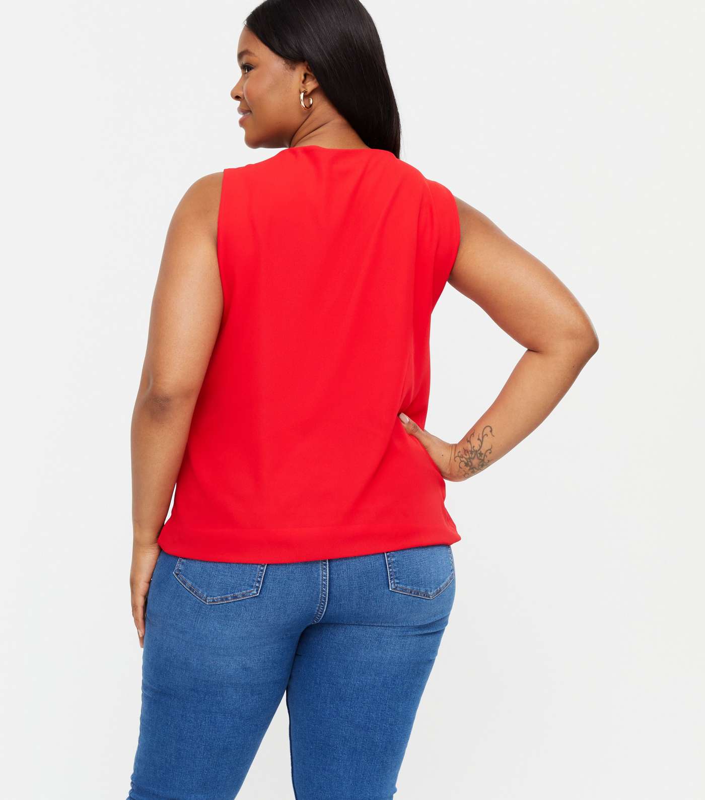Mela Curves Red Zip Neck Blouse Image 4