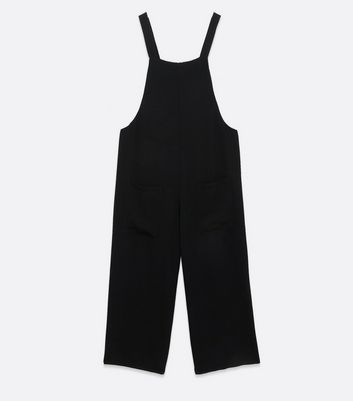 Black Crop Oversized Dungaree Jumpsuit 
