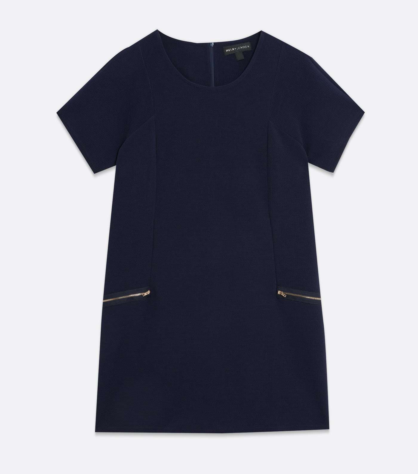 Mela Curves Navy Textured Zip Shift Dress Image 5