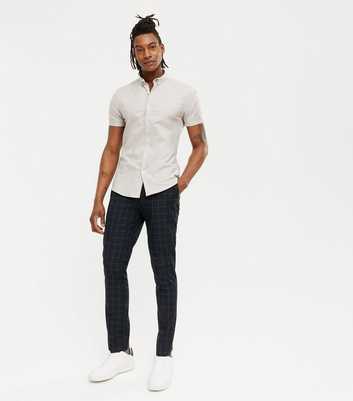 Navy Check Skinny Fit Trousers
