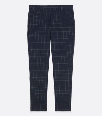 Navy Check Skinny Fit Trousers | New Look